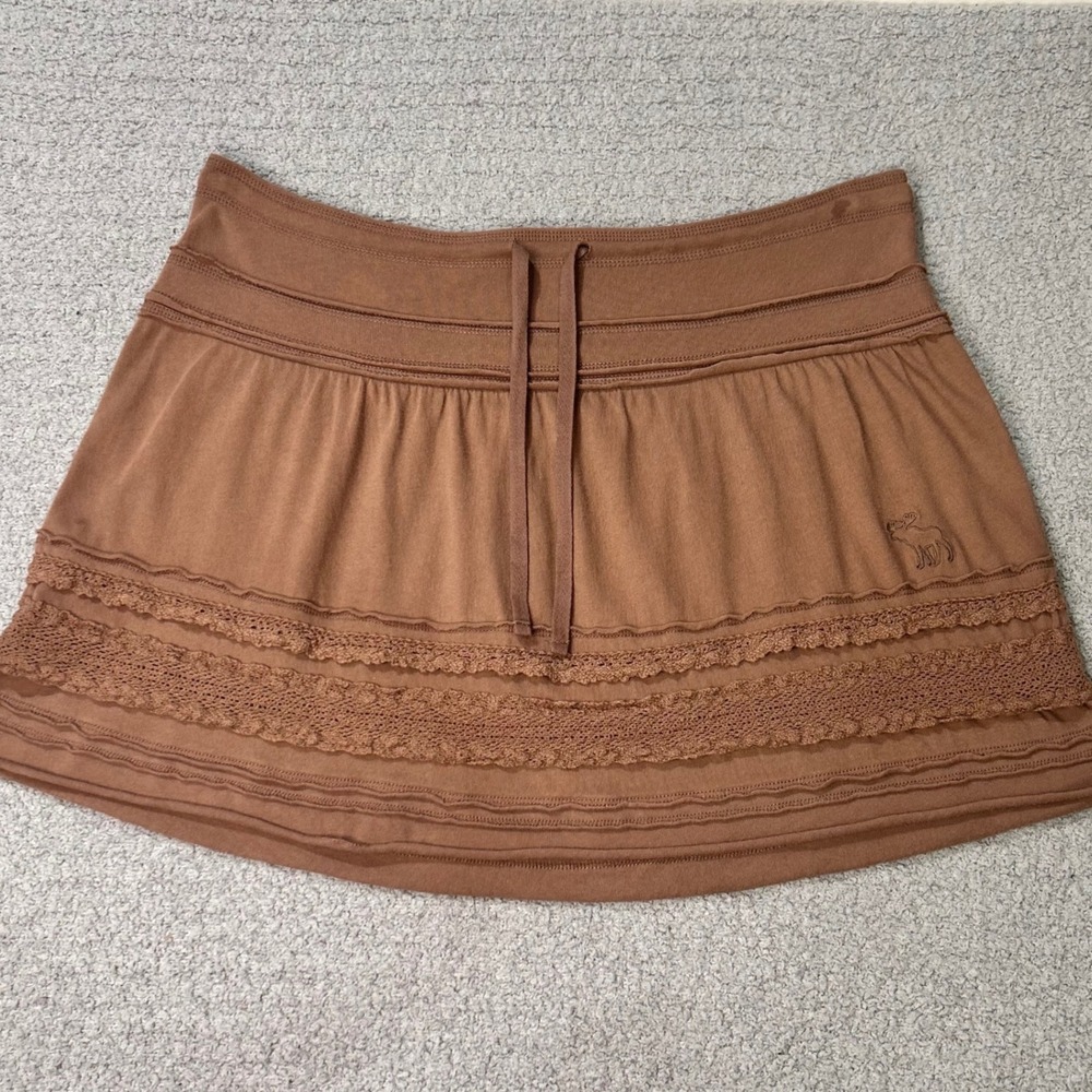 Abercrombie & Fitch Mini Skirt‎ Lace Trim Small Brown 2000s Vintage Y2K